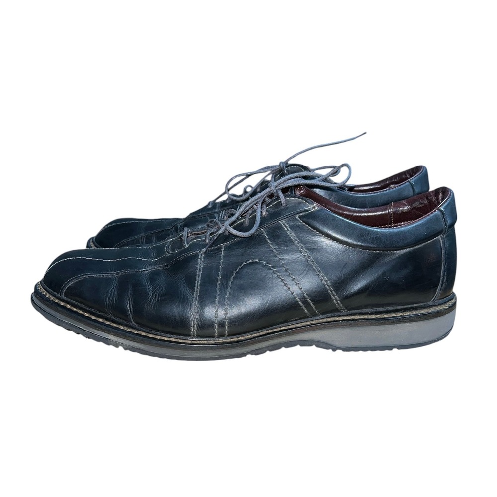 Allen Edmonds Lennon Oxford Mens 13 E Black Leather Contrast Stitch Lace Up